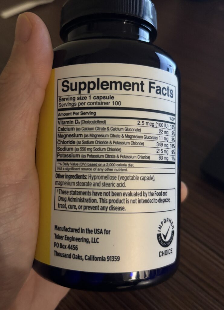 電解質膠囊購買要點,要有相當含量以上的鎂、鈉、鉀,而非單純的鹽錠